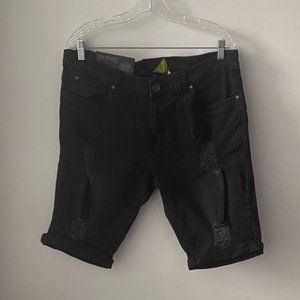 ZE ENZO Black Denim Shorts